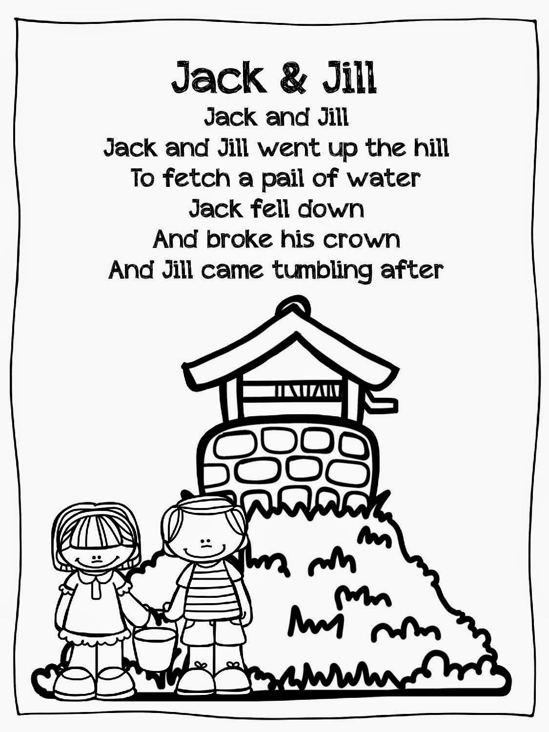 Jack and jill freebie nursery rhymes activities nursery rhymes preschool crafts nursery rhyme crafts