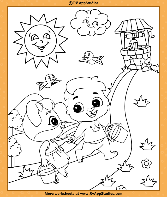 Jack and jill coloring page for children to color