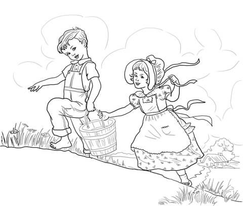 Jack and jill nursery rhyme coloring page free printable coloring pages coloring pages nursery rhymes preschool crafts heart coloring pages