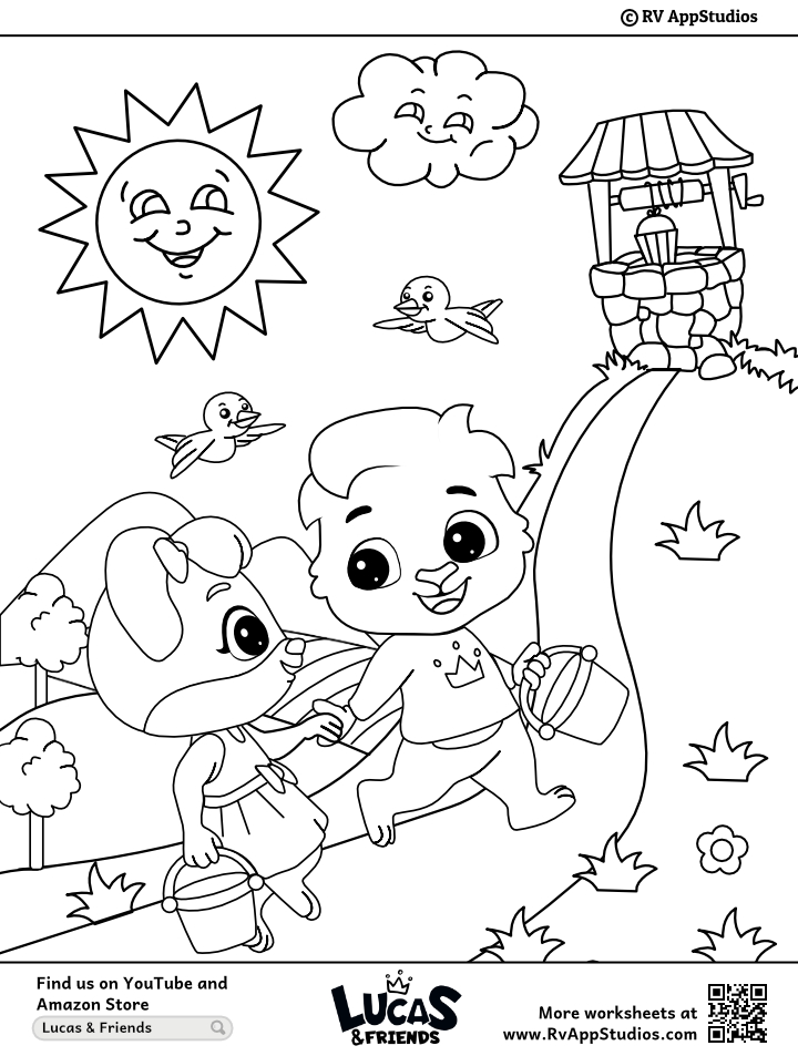 Jack and jill coloring page for children to color