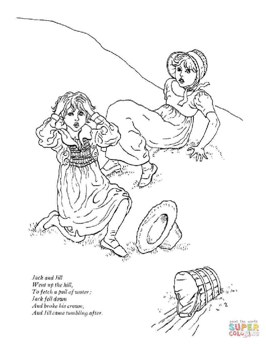 Jack and jill went up the hill coloring page free printable coloring pages