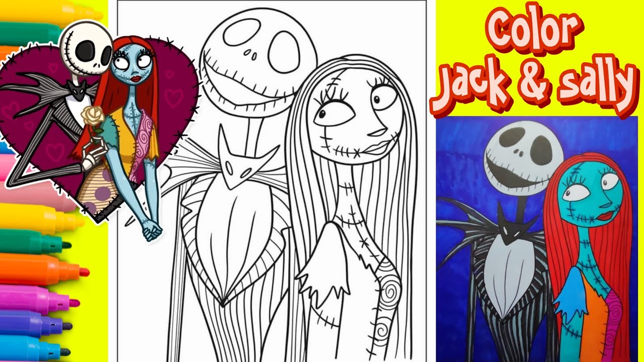 Coloring jack sally the nightare before christas halloween coloring pageðhalloween