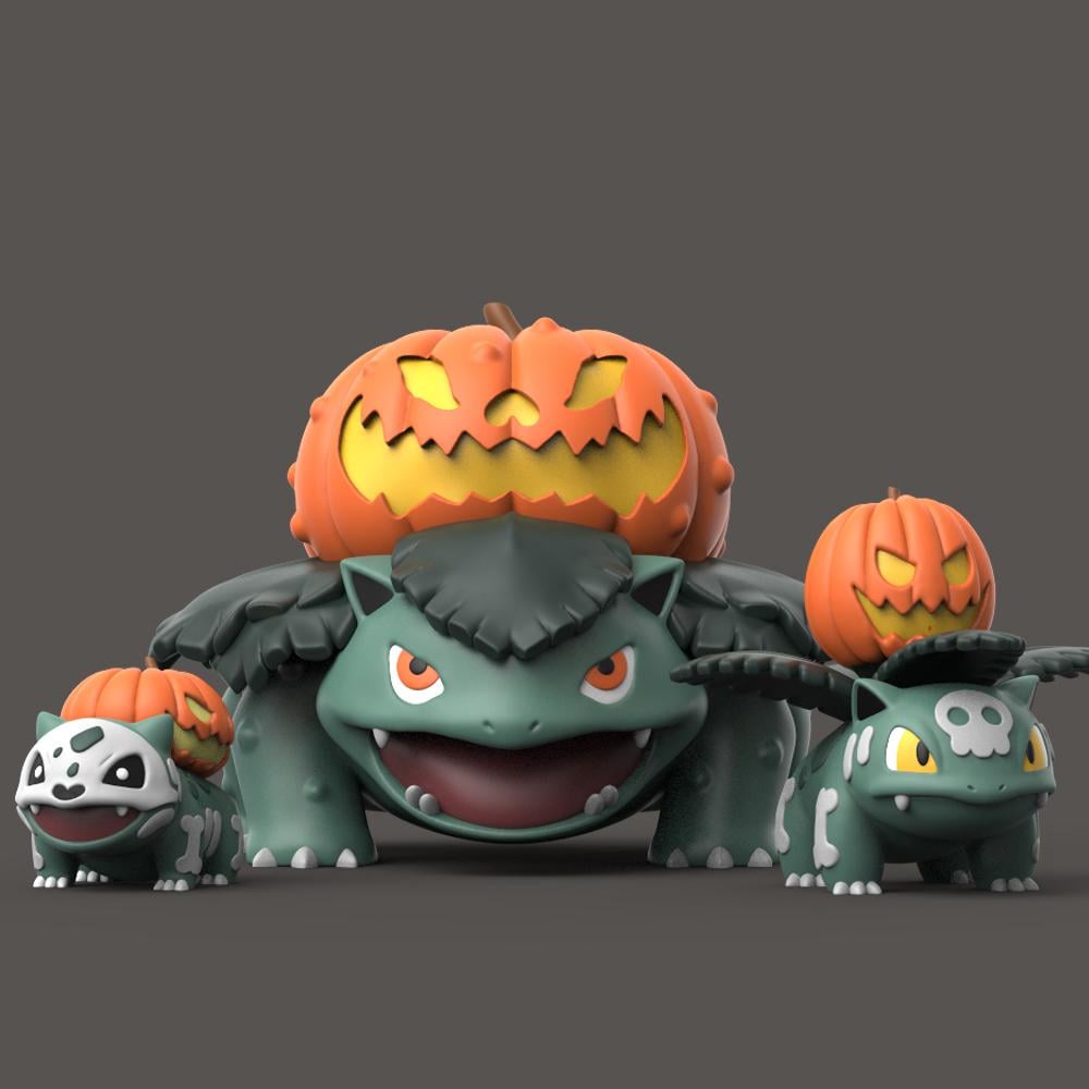 My d artwork halloween bulbasaur evolution rpokemon