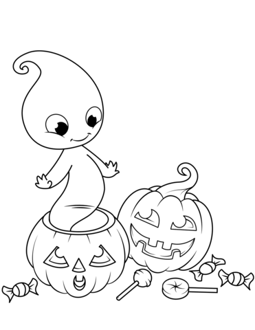 Cute ghost from jack olantern coloring page free printable coloring pages