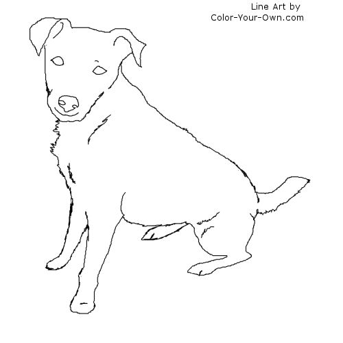 Sitting jack russell terrier dog coloring page