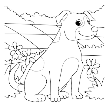 Premium vector jack russell terrier dog coloring page for kids