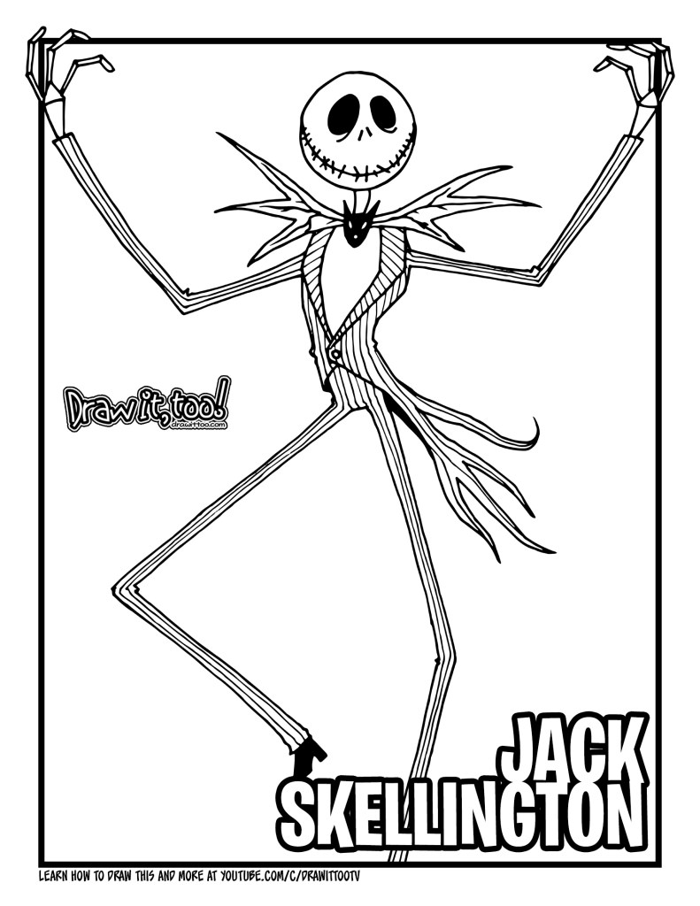 How to draw jack skellington the nightmare before christmas drawing tutorial