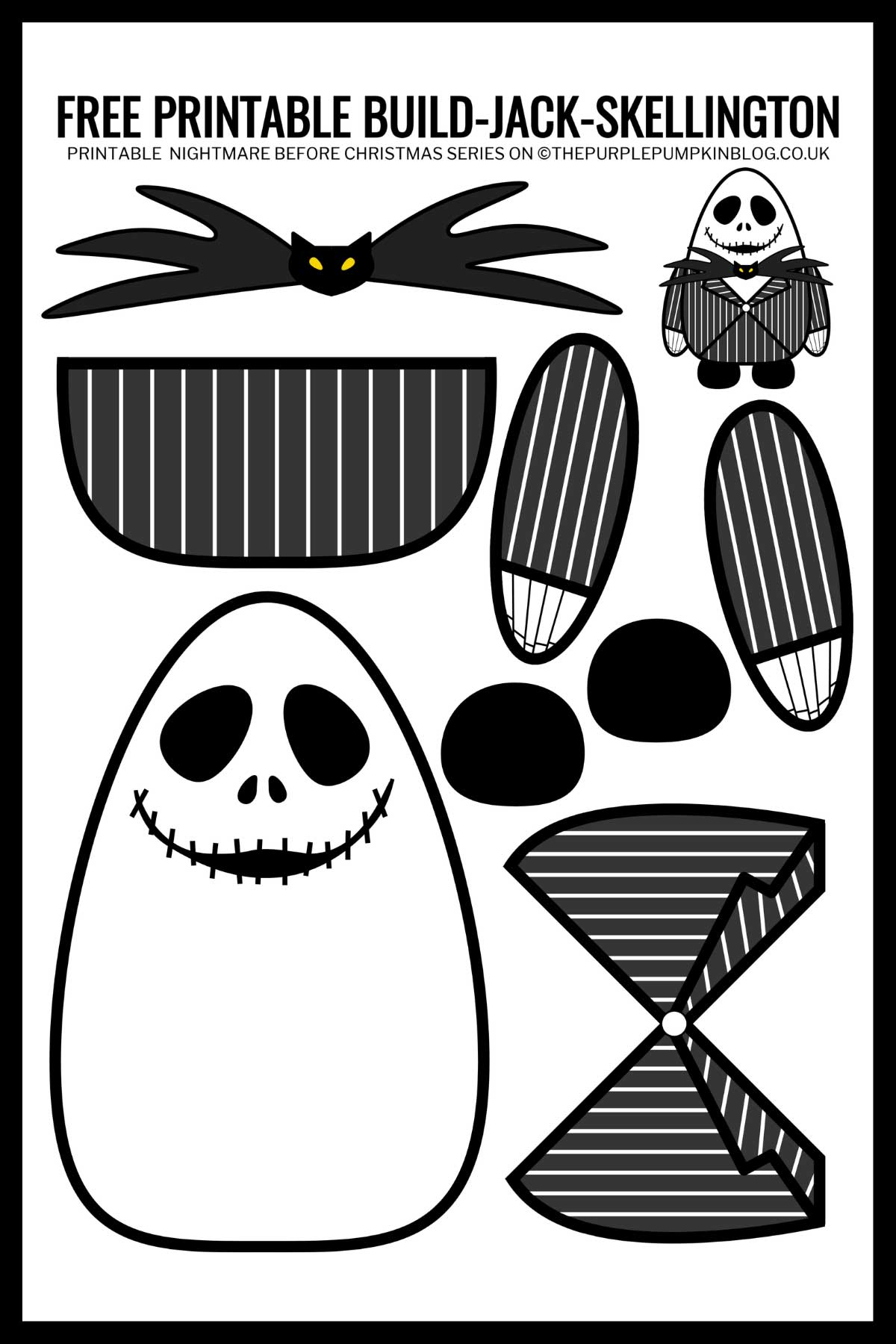 Free build jack skellington printable for halloween