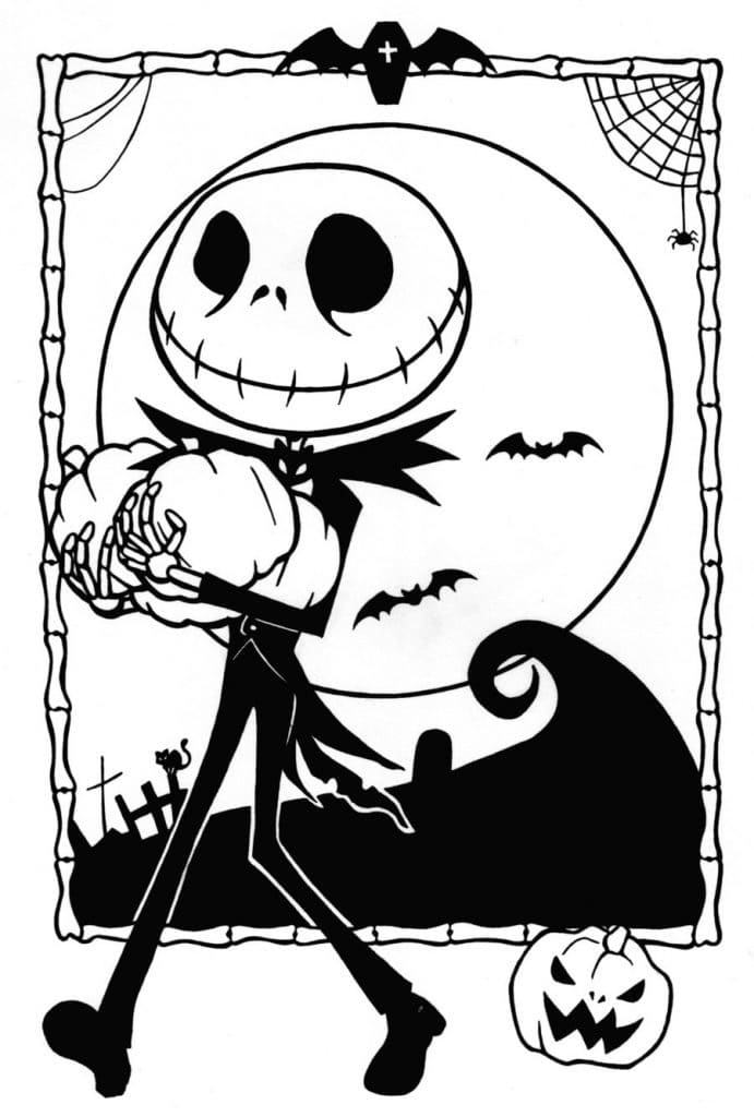 Cute jack skellington coloring page