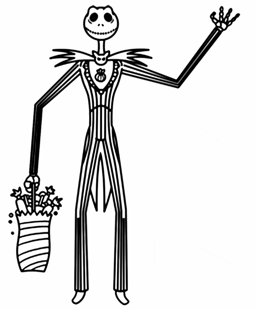 Iconic jack skellington coloring page from nightmare before christmas