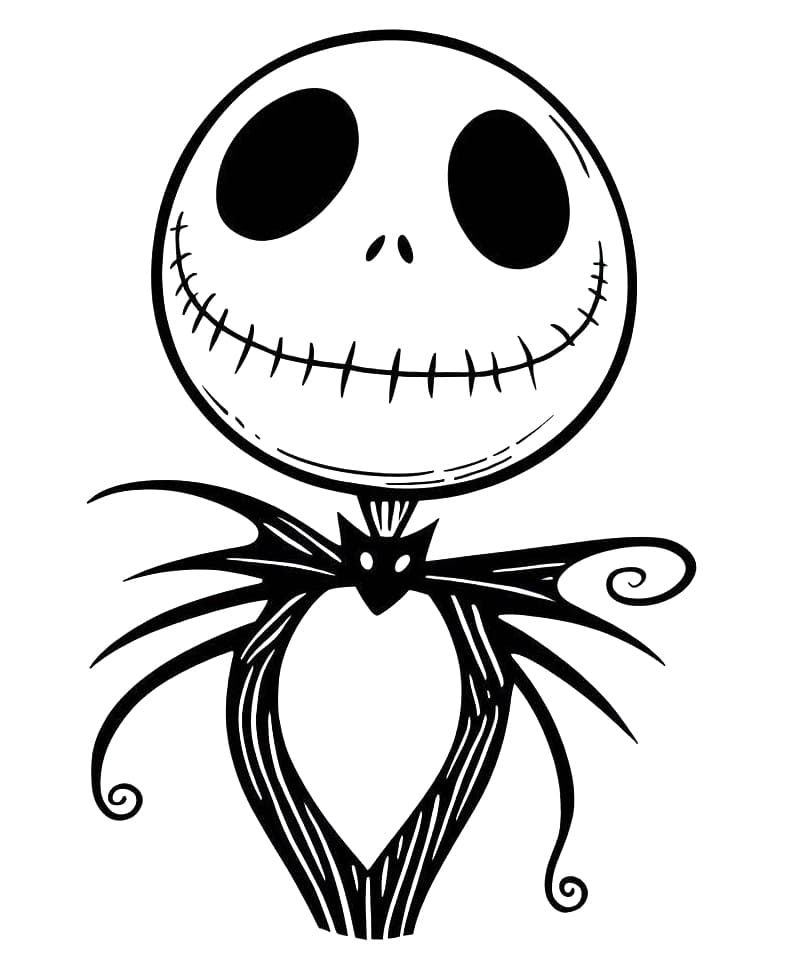 Smiling jack skellington coloring page