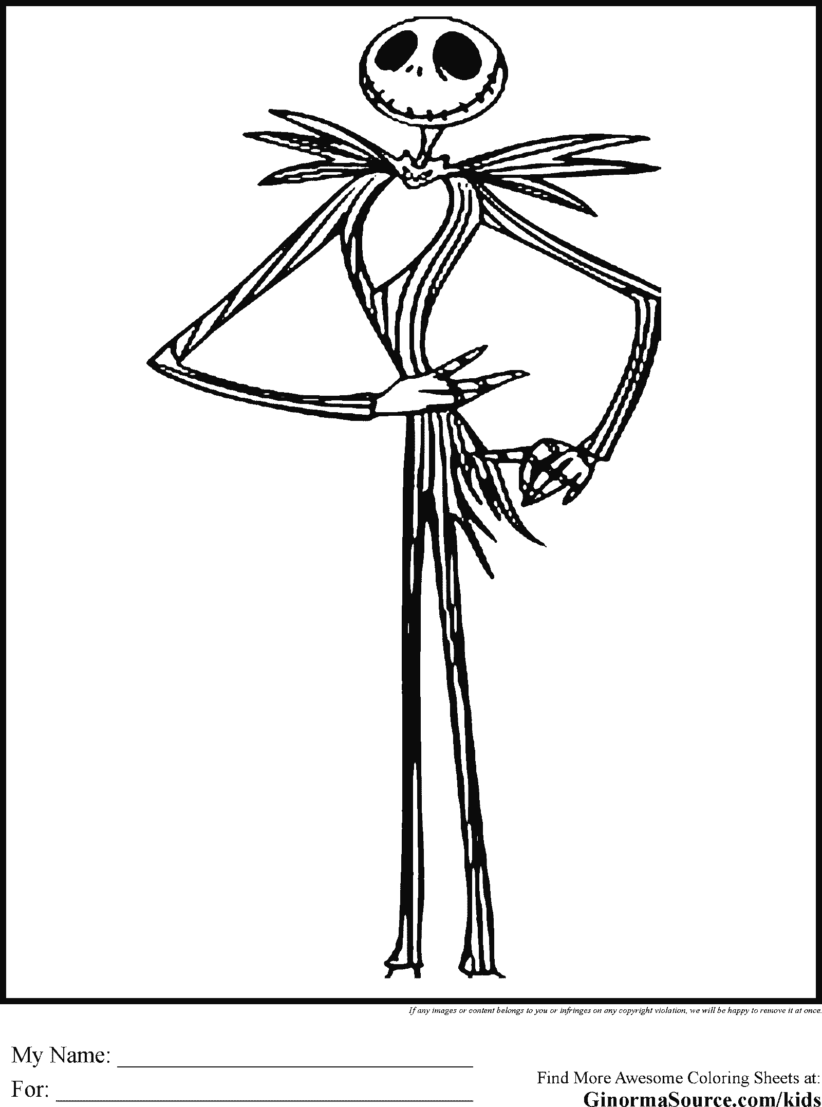 Jack skellington coloring pages printable for free download