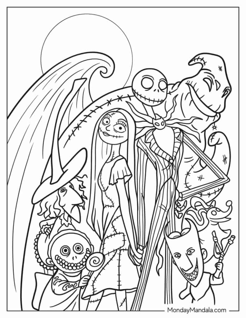 Nightmare before christmas coloring pages free pdfs