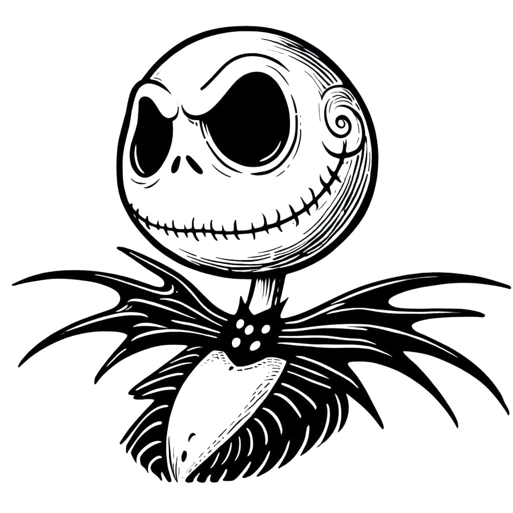 Simple jack skellington coloring page