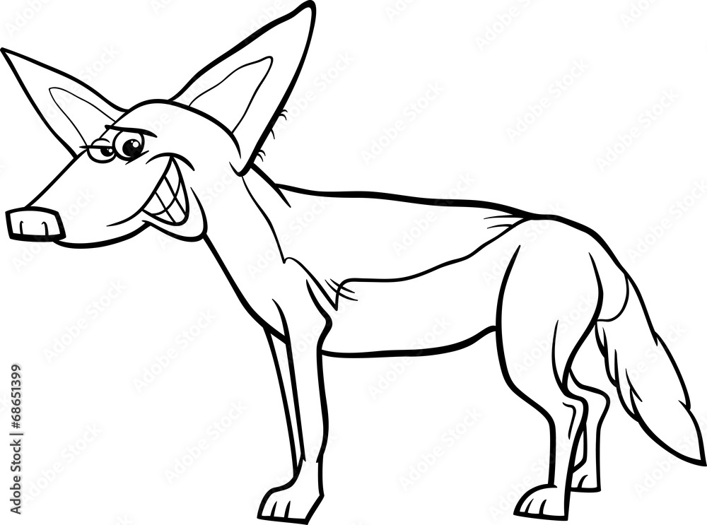 Jackal animal cartoon coloring page vector