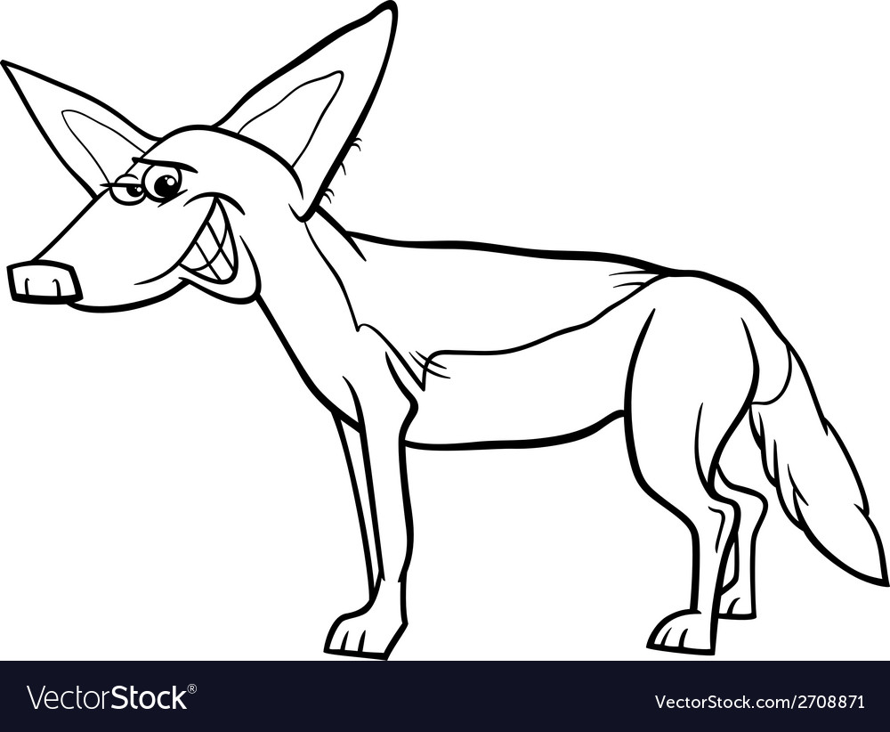 Jackal animal cartoon coloring page royalty free vector