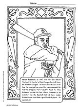 Jackie robinson coloring page black history month printable grades k