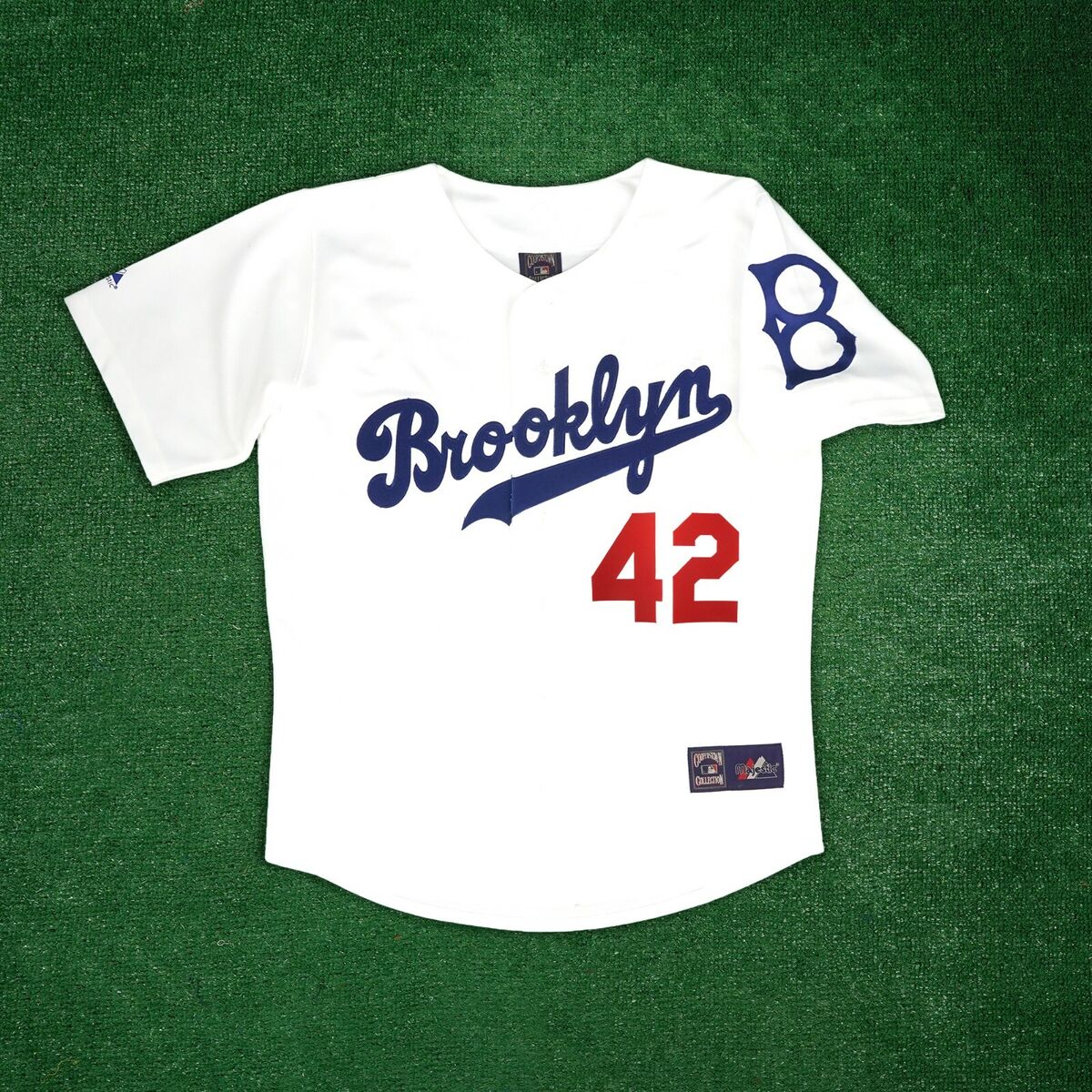 Jackie robinson brooklyn dodgers mens home white cooperstown jersey w patch