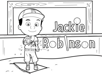 Black history month jackie robinson coloring page by wonder media