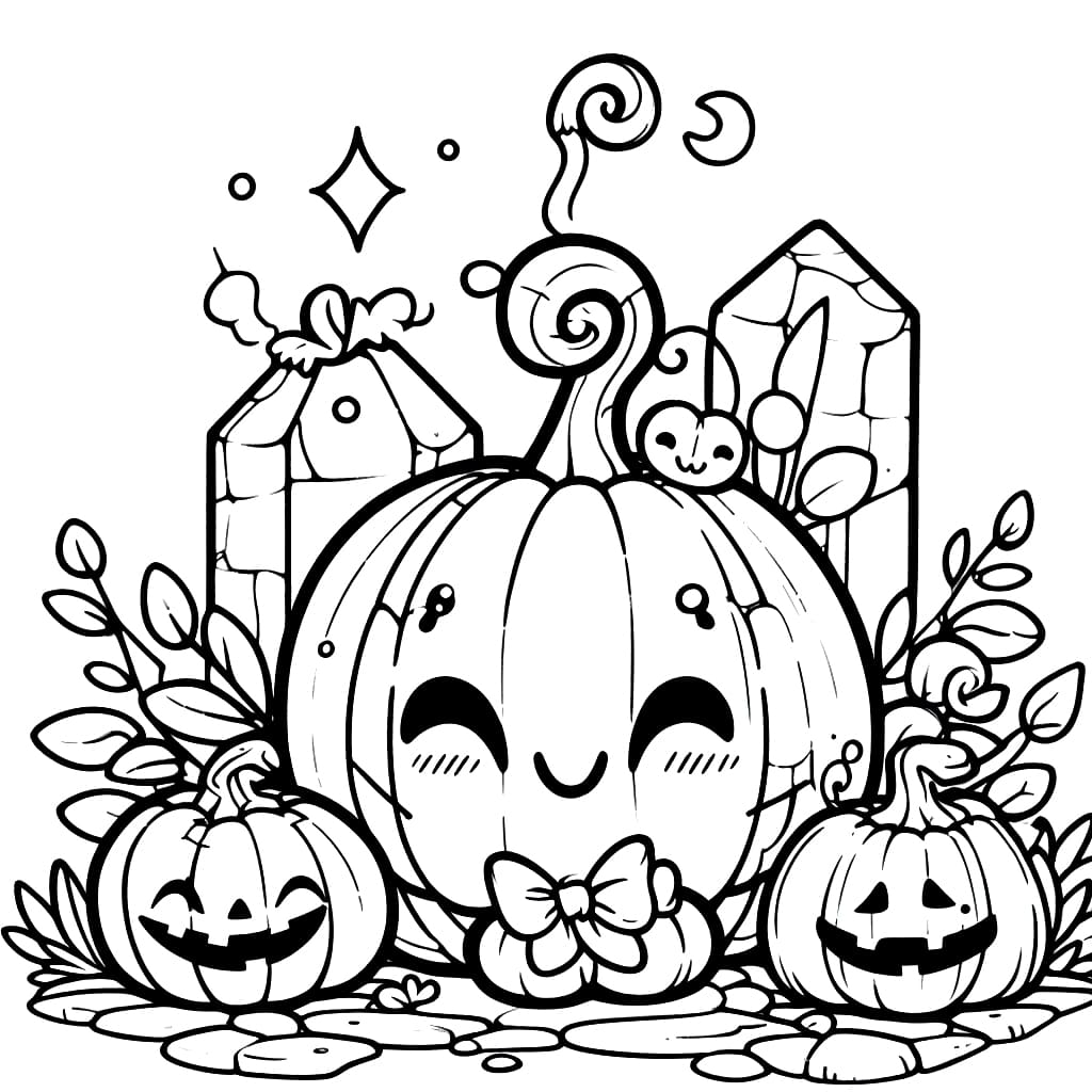 Cute jack o lanterns coloring page