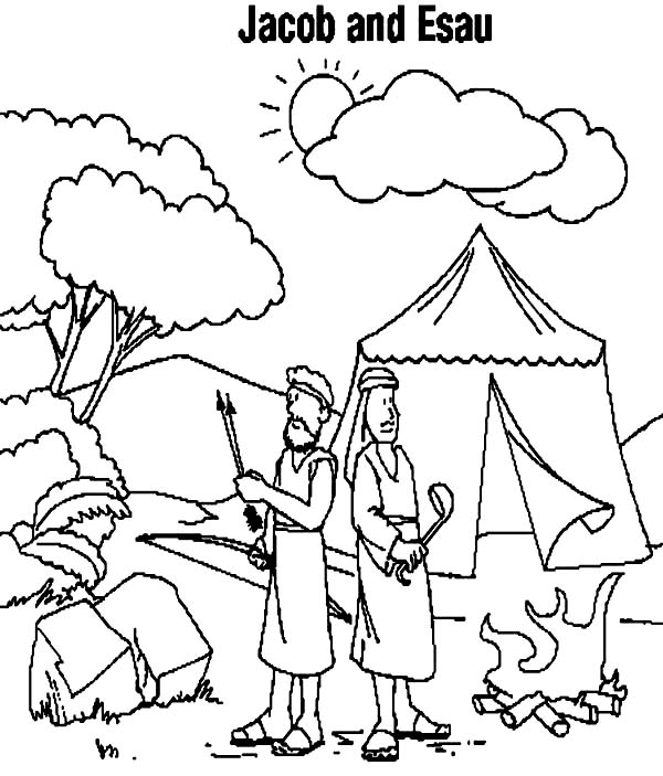 Jacob and esau camping coloring page