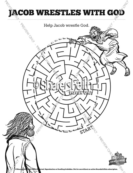 The story of jacob wrestling with god sunday school coloring pages clover media