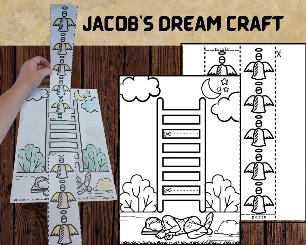 Jacobs dream printable sunday school craft bible story activity kids instant download genesis old testament homeschool worksheets