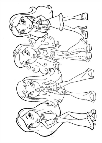 Jade cloe yasmin and sasha coloring page free printable coloring pages