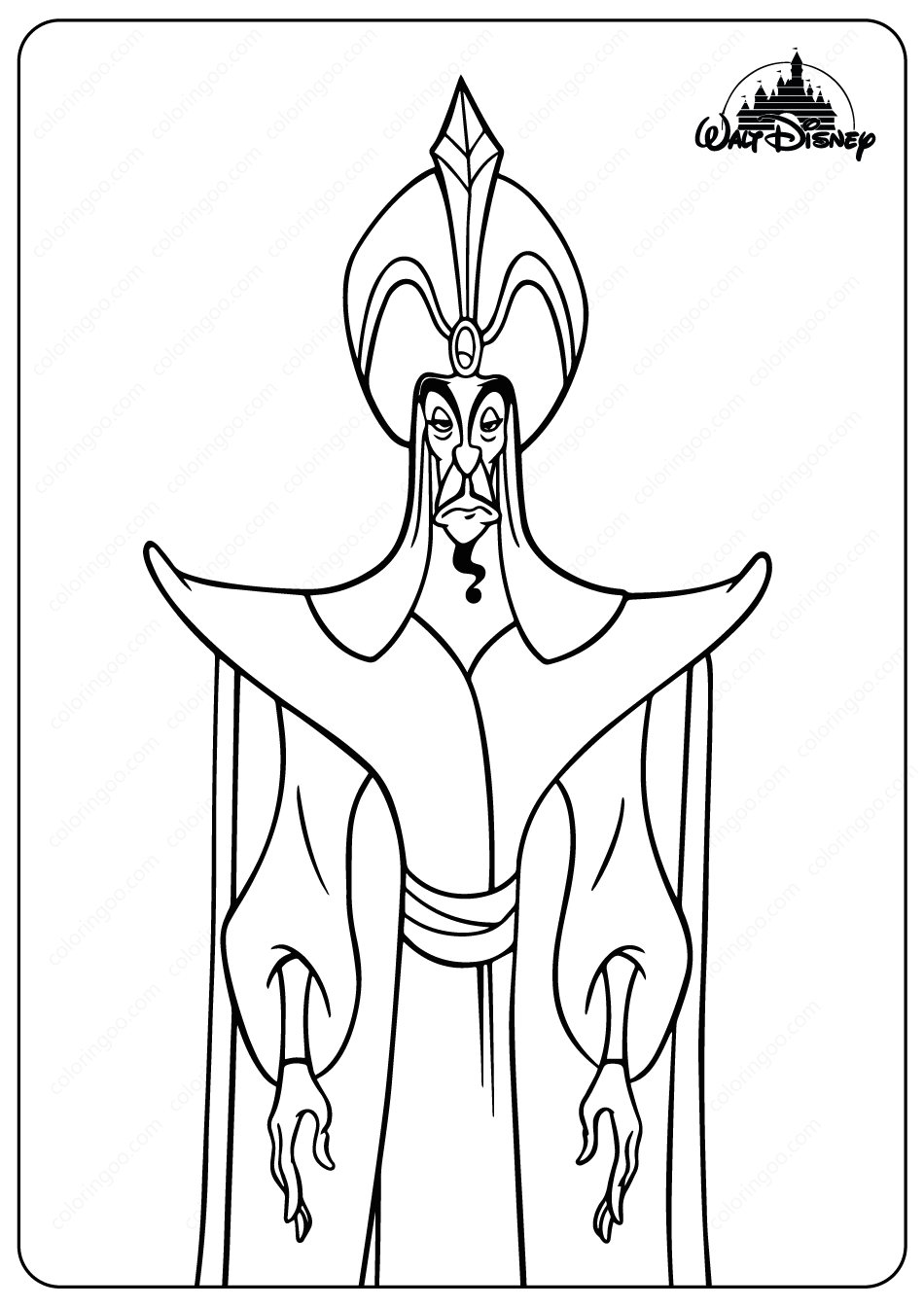 The evil sorcerer jafar coloring pages evil disney characters cute doodles drawings evil disney