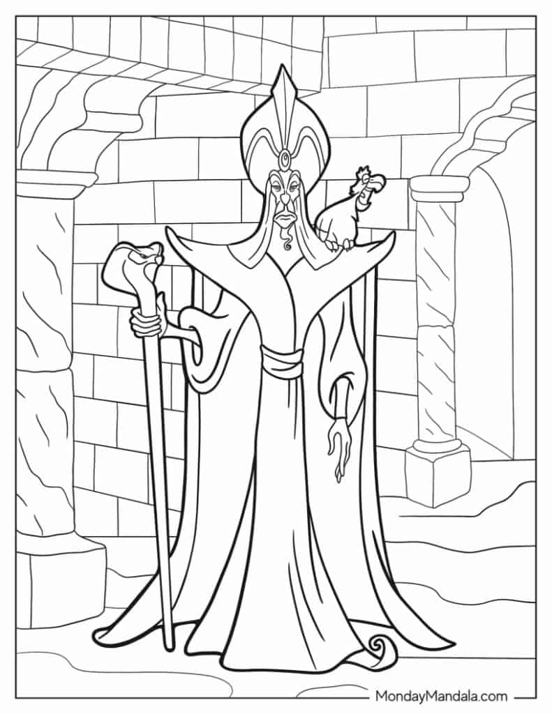 Aladdin jasmine coloring pages free pdf printables