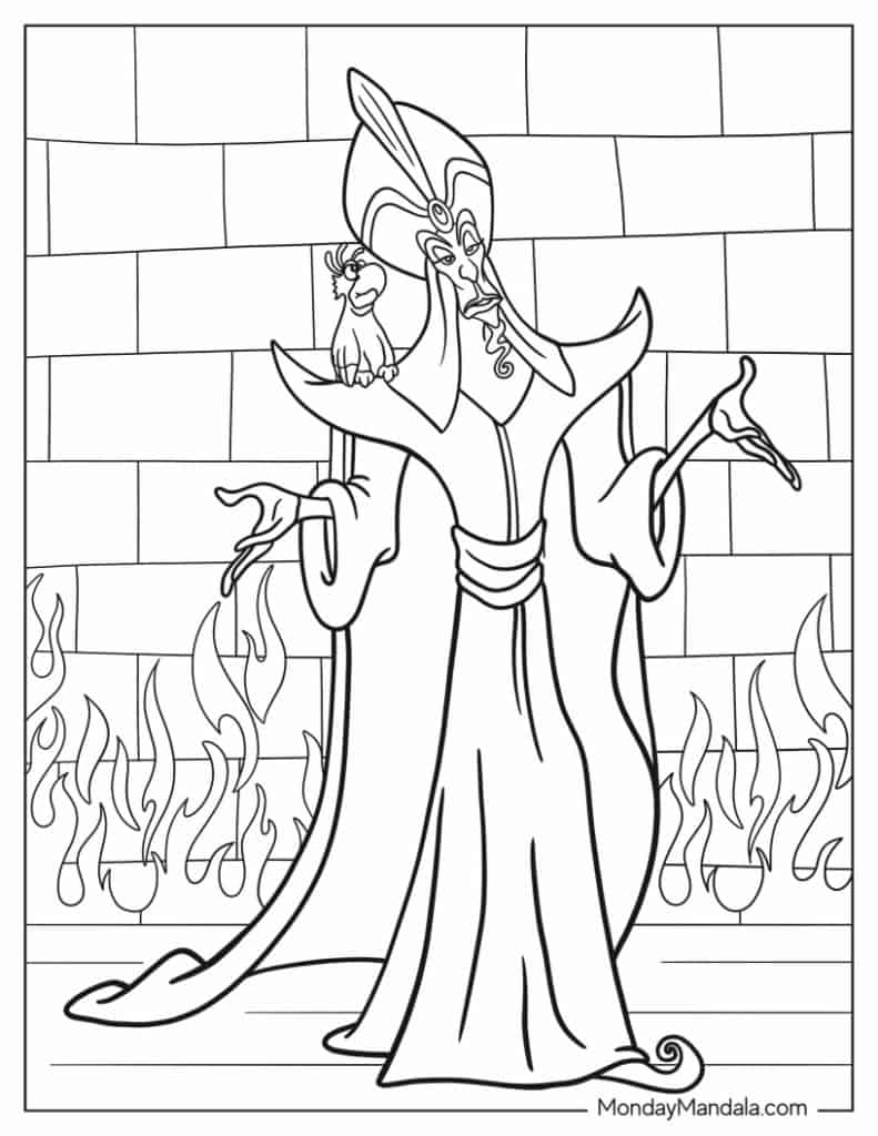 Aladdin jasmine coloring pages free pdf printables