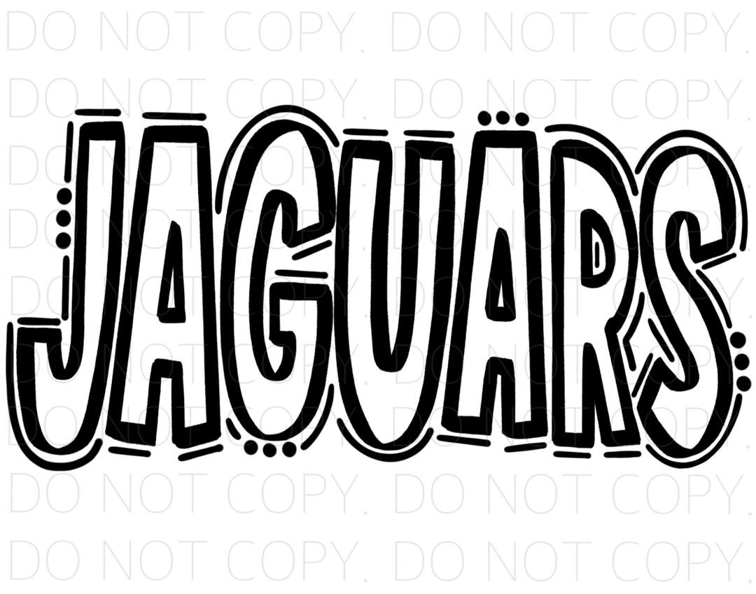 Jaguars doodle letters transparent background sublimation png and svg digital artwork