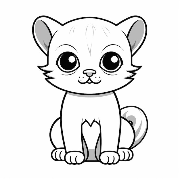 Premium ai image jaguarundi cat kids learning hand drawn flat coloring book kawaii line art