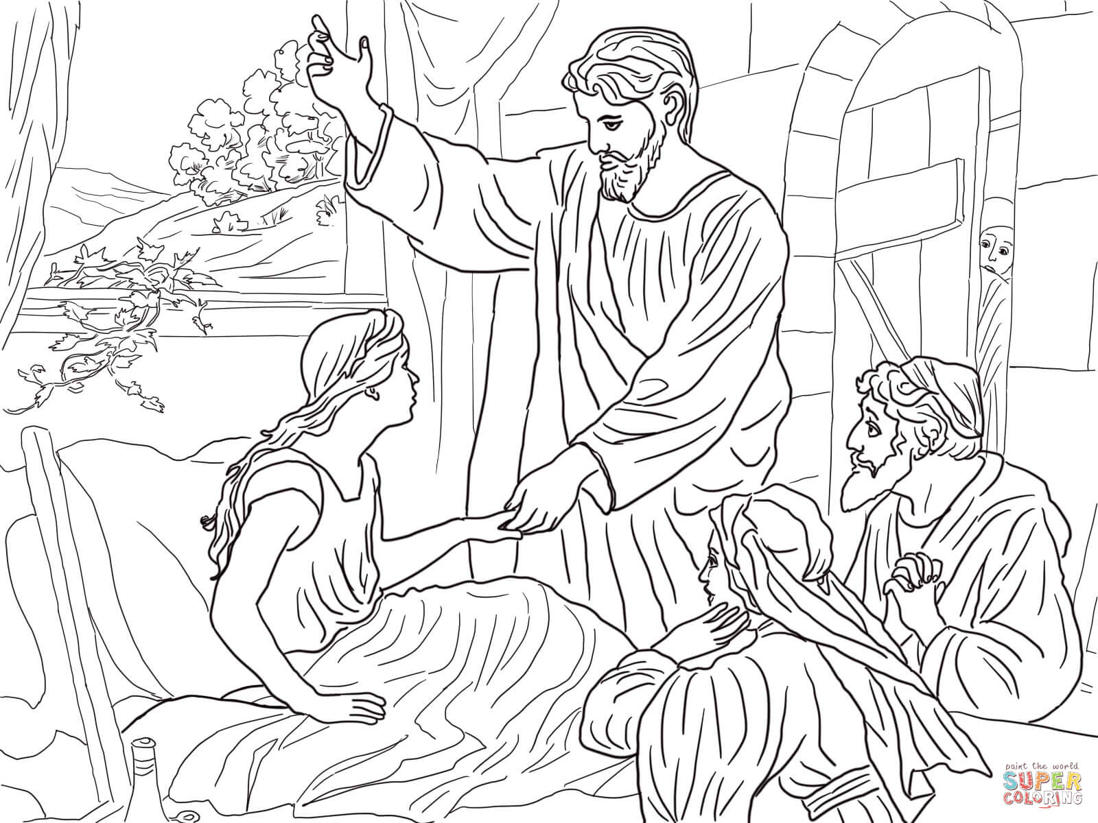 Jesus raises jairus daughter coloring page free printable coloring pages