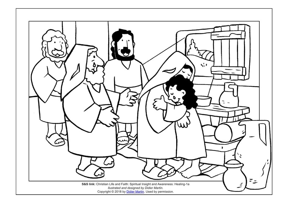 Coloring page young people in the bible jairus daughter my wonder studio