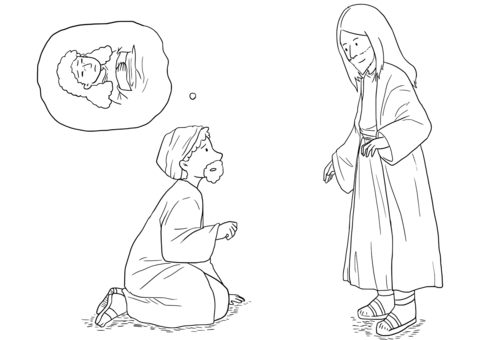 Mark â jairus daughter bleeding woman coloring page free printable coloring pages