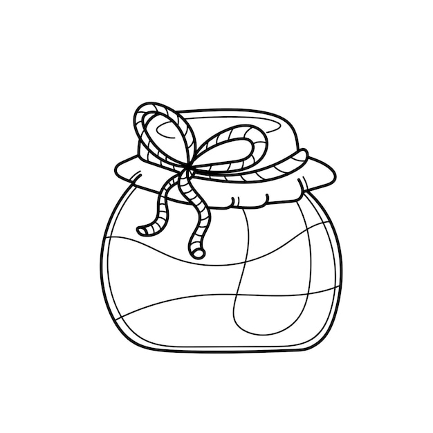 Premium vector jar of jam coloring page for adult and kids coloring book black and white