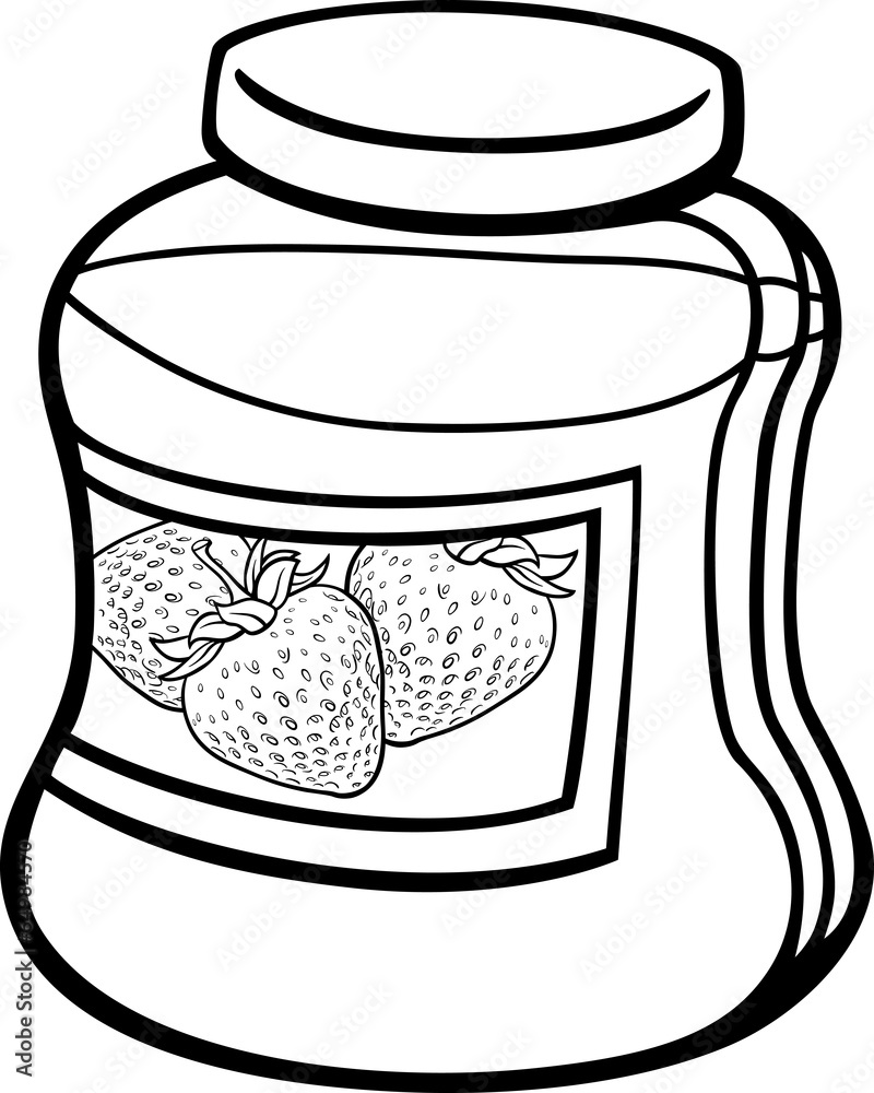 Jam in jar cartoon coloring page vector