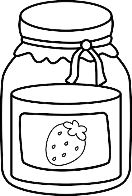 Premium vector a vector of a strawberry jam in black and white coloring