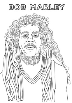 Bob marley jamaica coloring page black history month resource by color in fun