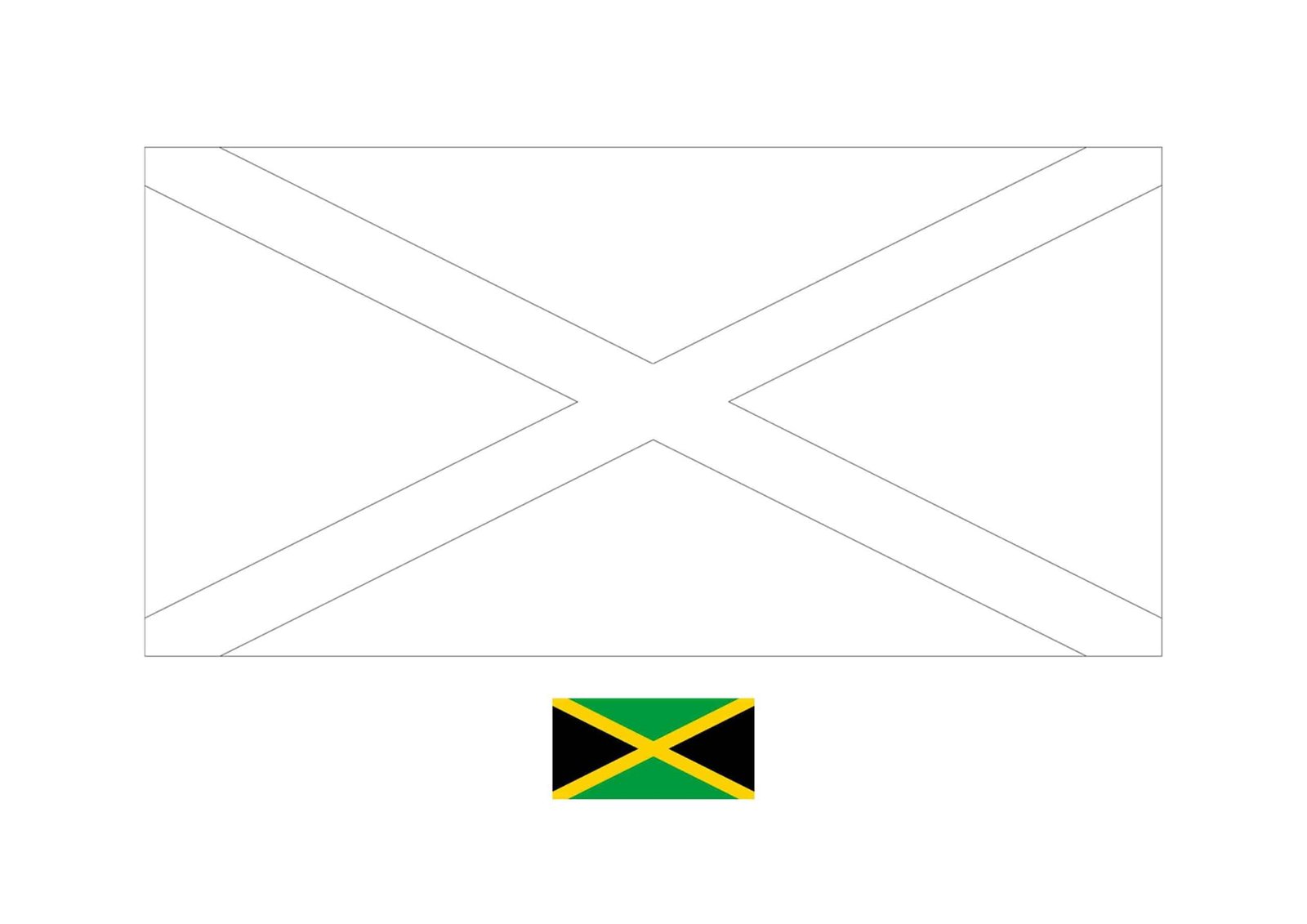 Flag of jamaica coloring page