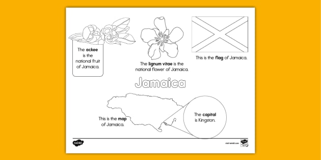 Jamaica facts coloring sheet teacher made