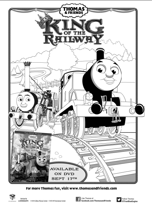 Free thomas the train king of the railway printable coloring sheet