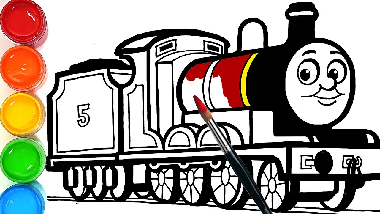 Draw a train james the red engine learn colors easy coloring pages for kids