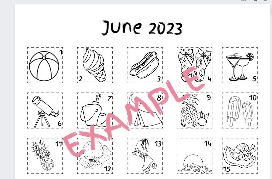 June coloring countdown calendar