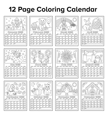 Free printable coloring calendar for kids â