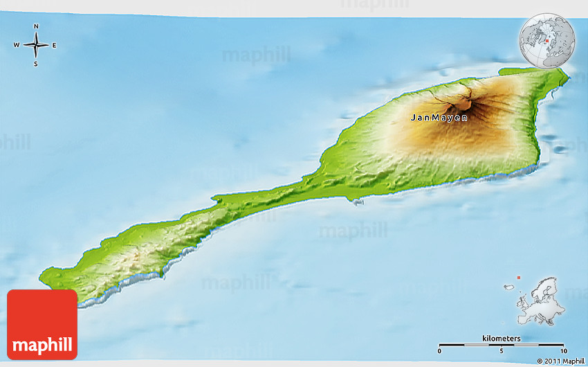Physical d map of jan mayen