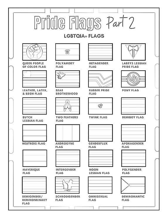 Lgbtqia pride flags coloring pages education printable lgbtq flag lgbt gift instant download files download now