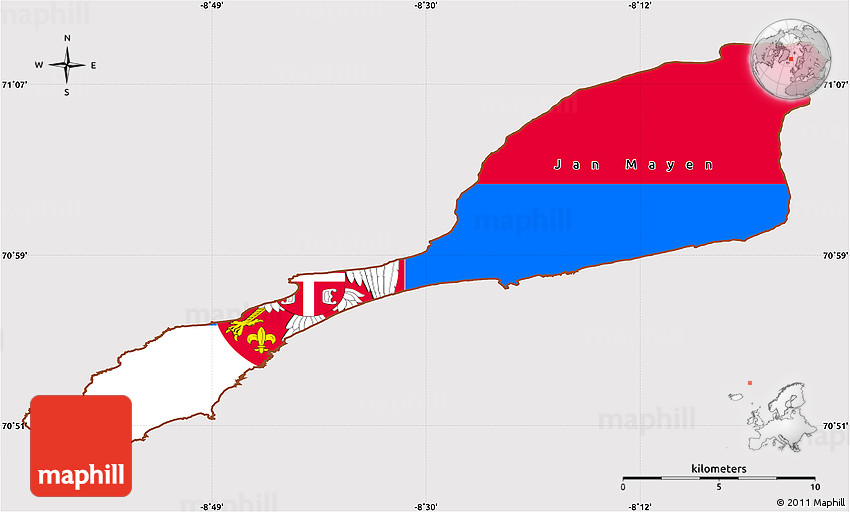 Flag simple map of jan mayen