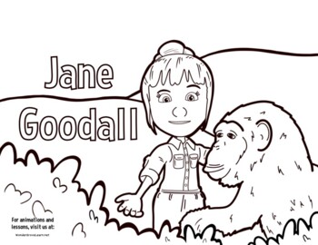 Womens history month jane goodall coloring page by wonder media